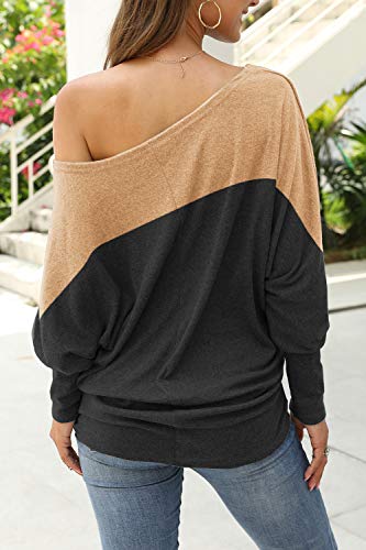 Odosalii Damen Langarm Schulterfrei Pullover Sweatshirt