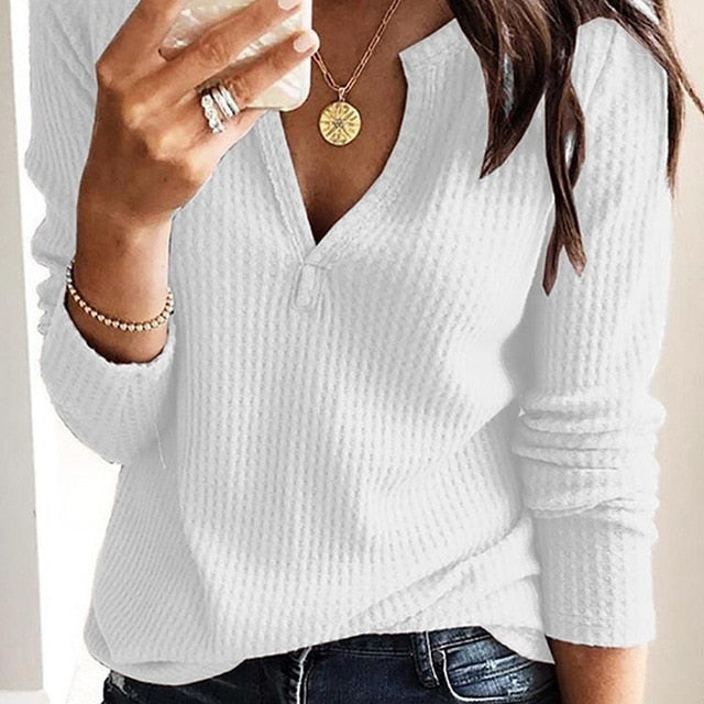 Women Long Sleeve V-Neck
